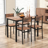Juego de mesa de comedor de 5 piezas, mesa y sillas de cocina estilo industrial para 4 personas