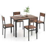 Juego de mesa de comedor de 5 piezas, mesa y sillas de cocina estilo industrial para 4 personas