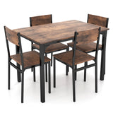 Juego de mesa de comedor de 5 piezas, mesa y sillas de cocina estilo industrial para 4 personas
