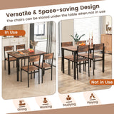 Juego de mesa de comedor de 5 piezas, mesa y sillas de cocina estilo industrial para 4 personas