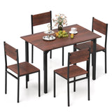 Juego de mesa de comedor de 5 piezas, mesa y sillas de cocina estilo industrial para 4 personas