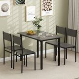 Juego de mesa de comedor de 5 piezas, mesa y sillas de cocina estilo industrial para 4 personas