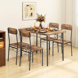 Juego de comedor industrial de 5 piezas para 4 personas, ideal para apartamentos pequeños, color marrón