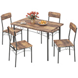 Juego de comedor industrial de 5 piezas para 4 personas, ideal para apartamentos pequeños, color marrón