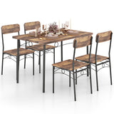 Juego de comedor industrial de 5 piezas para 4 personas, ideal para apartamentos pequeños, color marrón