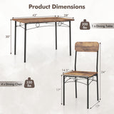 Juego de comedor industrial de 5 piezas para 4 personas, ideal para apartamentos pequeños, color marrón