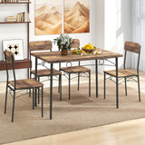 Juego de comedor industrial de 5 piezas para 4 personas, ideal para apartamentos pequeños, color marrón