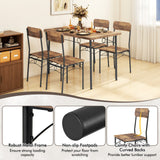 Juego de comedor industrial de 5 piezas para 4 personas, ideal para apartamentos pequeños, color marrón