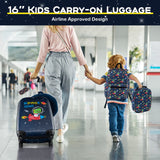 Juego de equipaje de 5 piezas para niños con mochila, almohada para el cuello, etiqueta de identificación y fiambrera