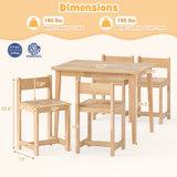 Juego de mesa y sillas de madera maciza de caucho de 5 piezas para niños, mesa de actividades para niños pequeños