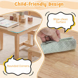 Juego de mesa y sillas de madera maciza de caucho de 5 piezas para niños, mesa de actividades para niños pequeños