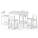 Juego de mesa y sillas de madera maciza de caucho de 5 piezas para niños, mesa de actividades para niños pequeños