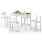 Juego de mesa y sillas de madera maciza de caucho de 5 piezas para niños, mesa de actividades para niños pequeños