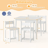 Juego de mesa y sillas de madera maciza de caucho de 5 piezas para niños, mesa de actividades para niños pequeños