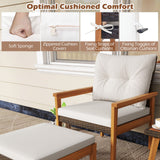 Juego de Muebles de Ratan de 5 Piezas con Mesa de Centro Cuadrada-Blanco