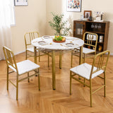 Juego de mesa de comedor redonda de 5 piezas con estante de almacenamiento para comedor