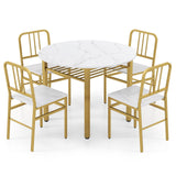Juego de mesa de comedor redonda de 5 piezas con estante de almacenamiento para comedor