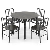 Juego de mesa de comedor redonda de 5 piezas con estante de almacenamiento para comedor