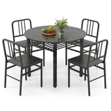 Juego de mesa de comedor redonda de 5 piezas con estante de almacenamiento para comedor