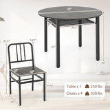 Juego de mesa de comedor redonda de 5 piezas con estante de almacenamiento para comedor