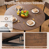 Juego de mesa de cocina redondo de 5 piezas con tablero abatible y 4 sillas de comedor tapizadas - Marrón