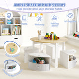 5 Piece Toddler Round Nesting Table with 4 Storage Stools for Activity