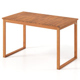 Mesa de comedor de madera de acacia para exteriores con tablero de listones para jardín