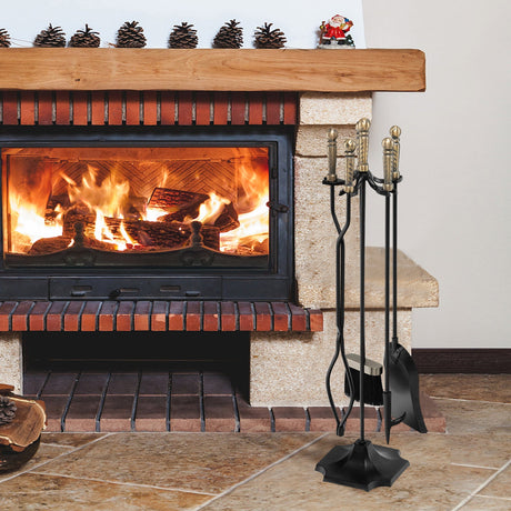 Juego de herramientas de chimenea de 5 piezas de 31 pulgadas