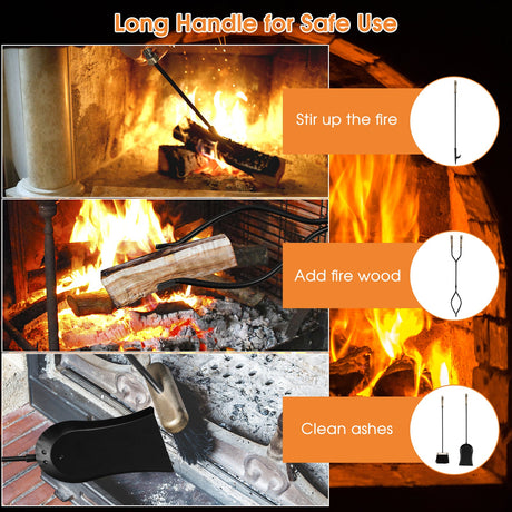 Juego de herramientas de chimenea de 5 piezas de 31 pulgadas