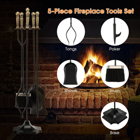 Juego de herramientas de chimenea de 5 piezas de 31 pulgadas