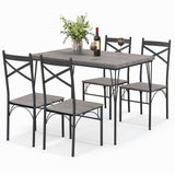 Juego de comedor de 5 piezas con estructura de metal para cocina y comedor - Gris