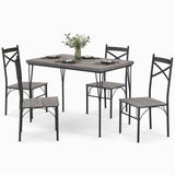 Juego de comedor de 5 piezas con estructura de metal para cocina y comedor - Gris