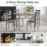Juego de comedor de 5 piezas con estructura de metal para cocina y comedor - Gris