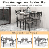 Juego de comedor de 5 piezas con estructura de metal para cocina y comedor - Gris
