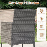 Juego de comedor de patio de mimbre PE de 5 piezas con mesa y sillas de madera de acacia para exteriores-Negro