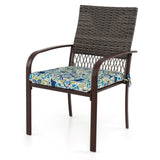 5 Pieces Patio Dining Set 4 Cushioned Rattan Armchairs and Square Table