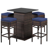 5 Pieces Patio Rattan Bar