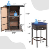 5 Pieces Patio Rattan Bar