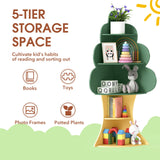 Estantería de 5 niveles para libros infantiles con sistema antivuelco - Verde