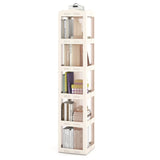 Estantería giratoria plegable de 5 niveles con base giratoria de 360° - Blanca