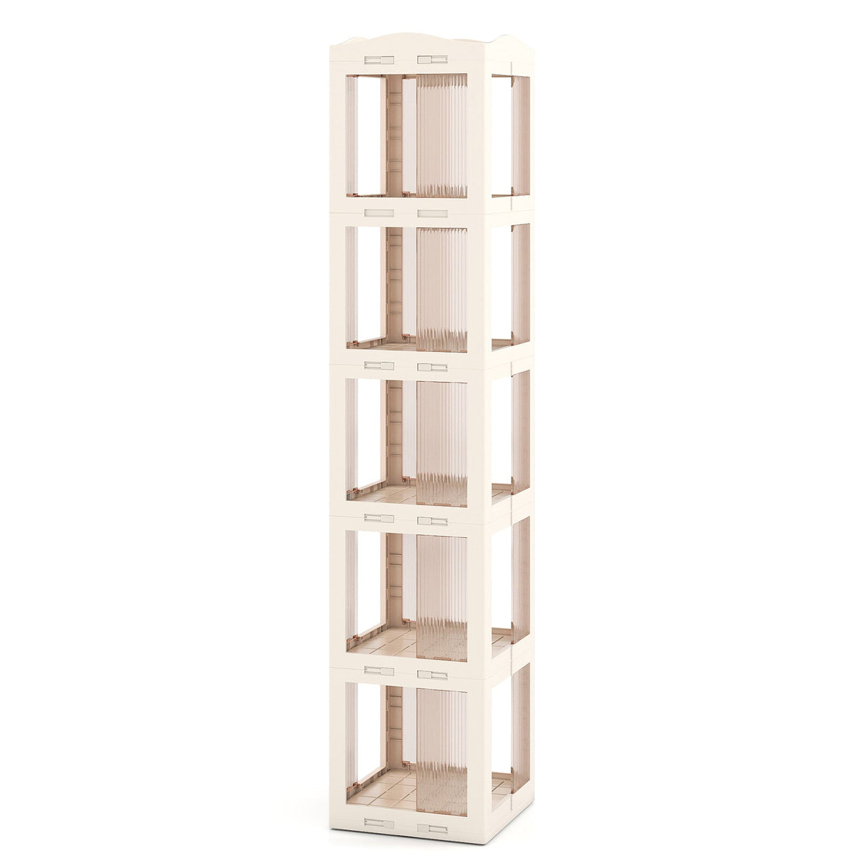 Estantería giratoria plegable de 5 niveles con base giratoria de 360° - Blanca