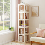 Estantería giratoria plegable de 5 niveles con base giratoria de 360° - Blanca
