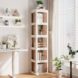 Estantería giratoria plegable de 5 niveles con base giratoria de 360° - Blanca