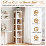 Estantería giratoria plegable de 5 niveles con base giratoria de 360° - Blanca