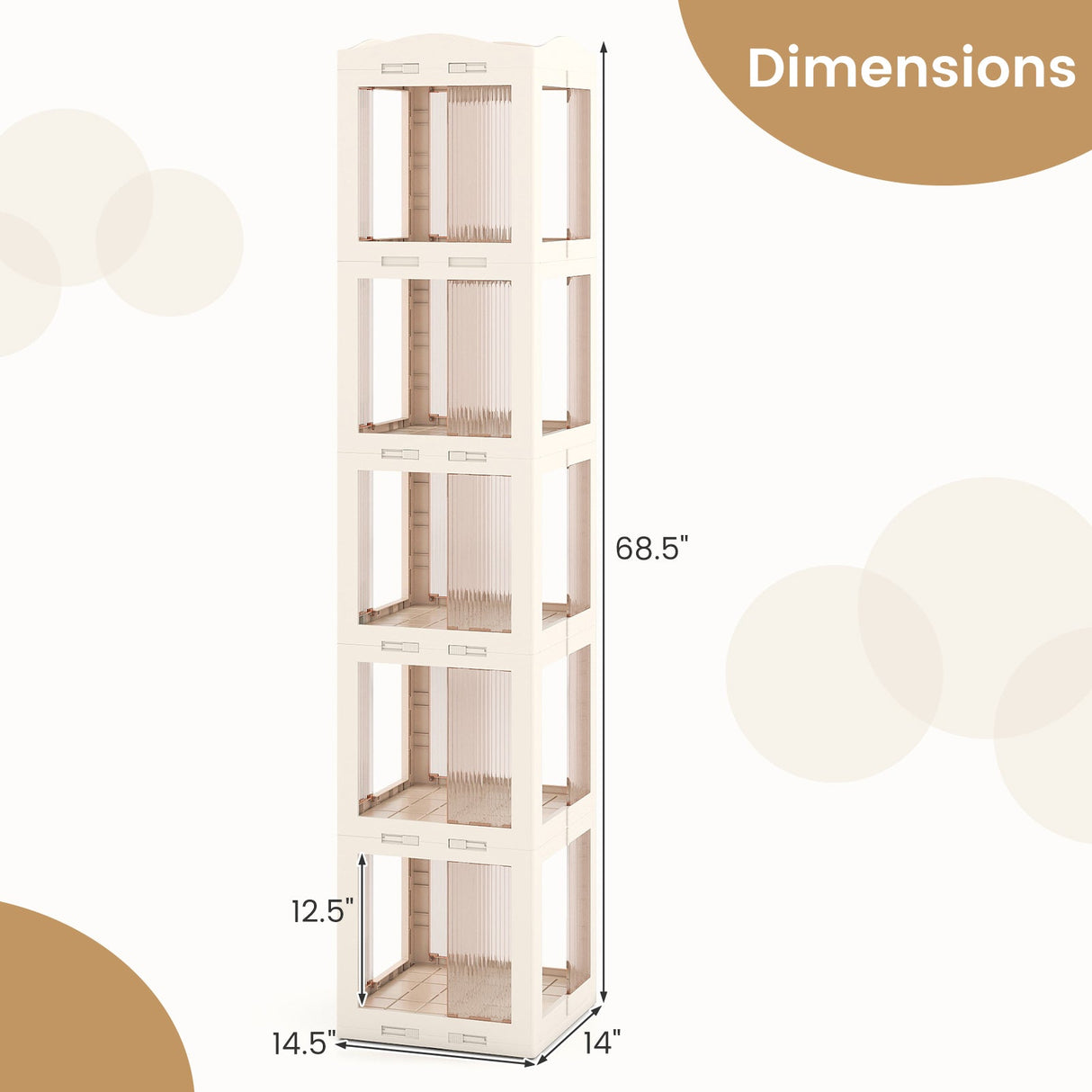 Estantería giratoria plegable de 5 niveles con base giratoria de 360° - Blanca