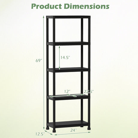 4-Tier Heavy-Duty Plastic Storage Shelves Freestanding Garage Shelving Unit
