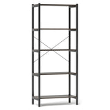 5-Tier Industrial Bookshelf Display Storage Rack with Metal Frame