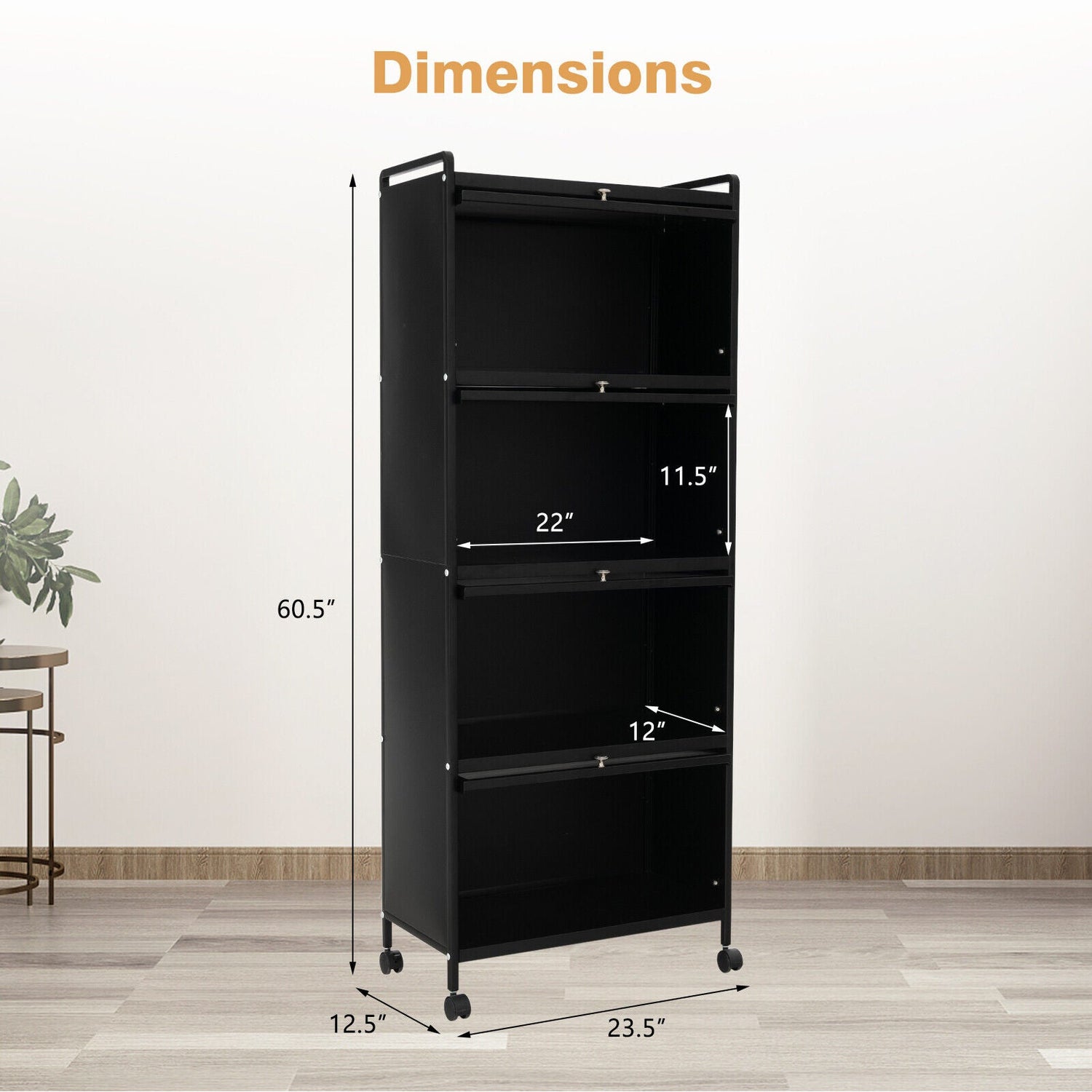 Estante de cocina de 5 niveles con puertas de policarbonato abatibles
