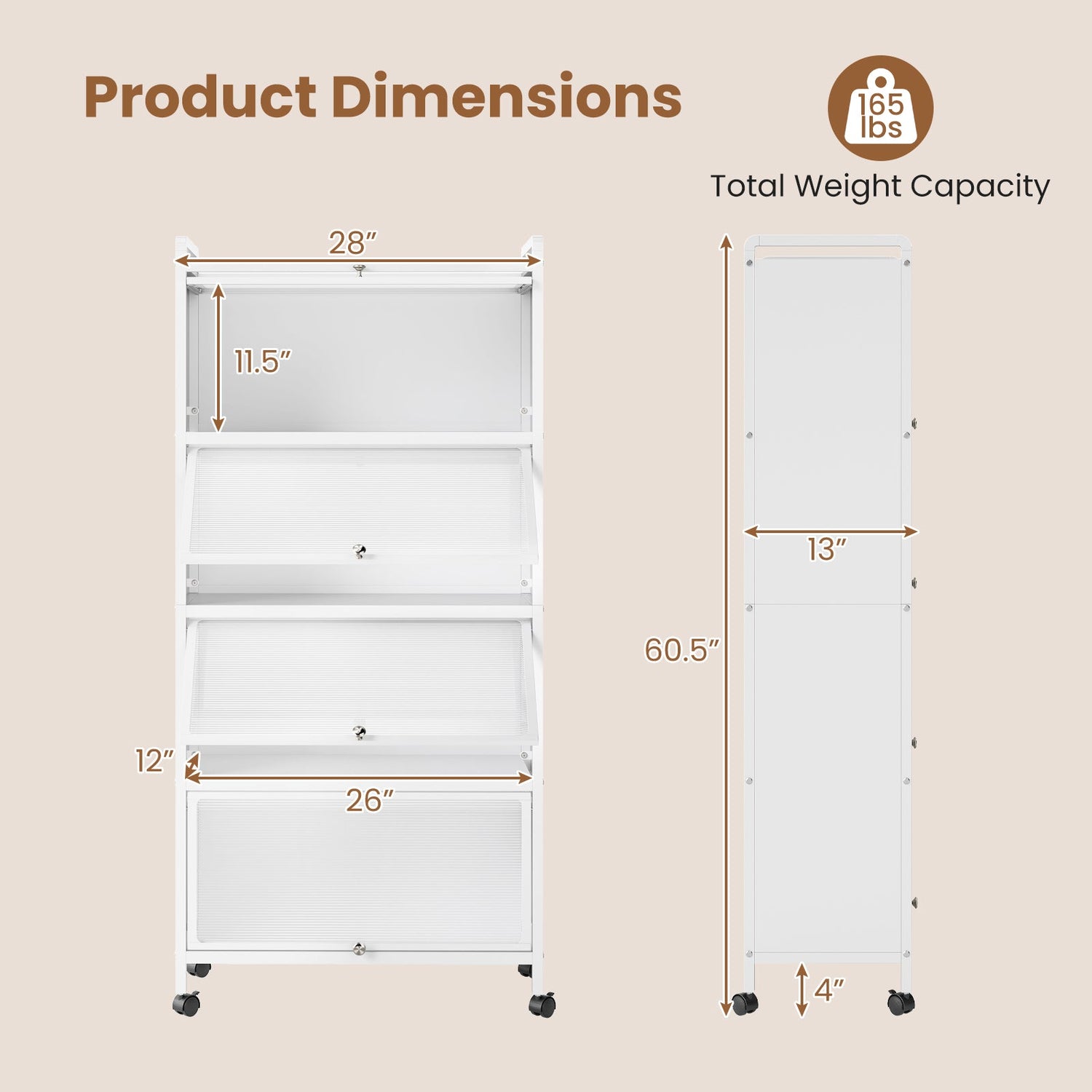 Armario de almacenamiento de despensa de cocina de 5 niveles con puertas elevables