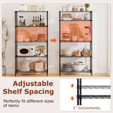 5-Tier Metal Storage Shelving Unit with V-Shaped Wire Rack and 1250 LBS Capacity-Black